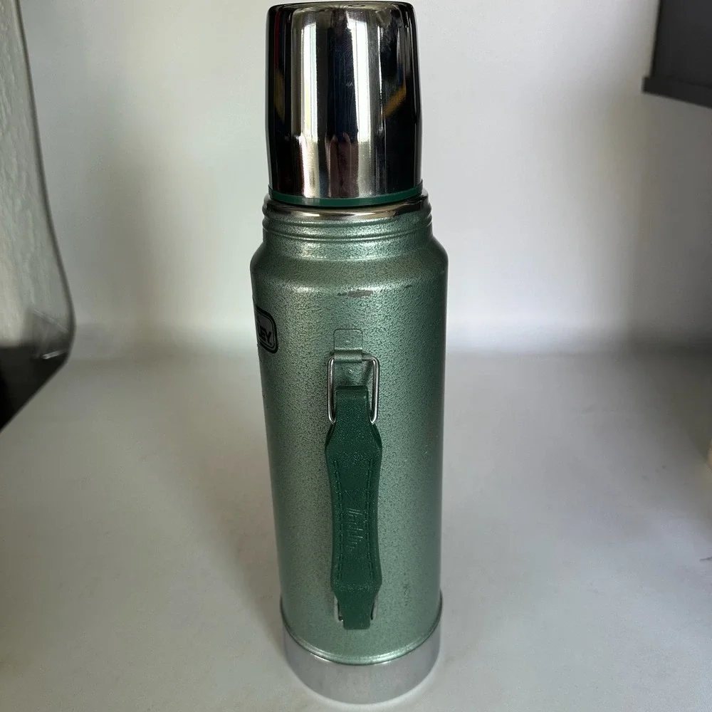 Vintage Aladdin Stanley 1 Quart Vacuum Bottle Thermos A-944DH Hammertone Green - Picture 3 of 14